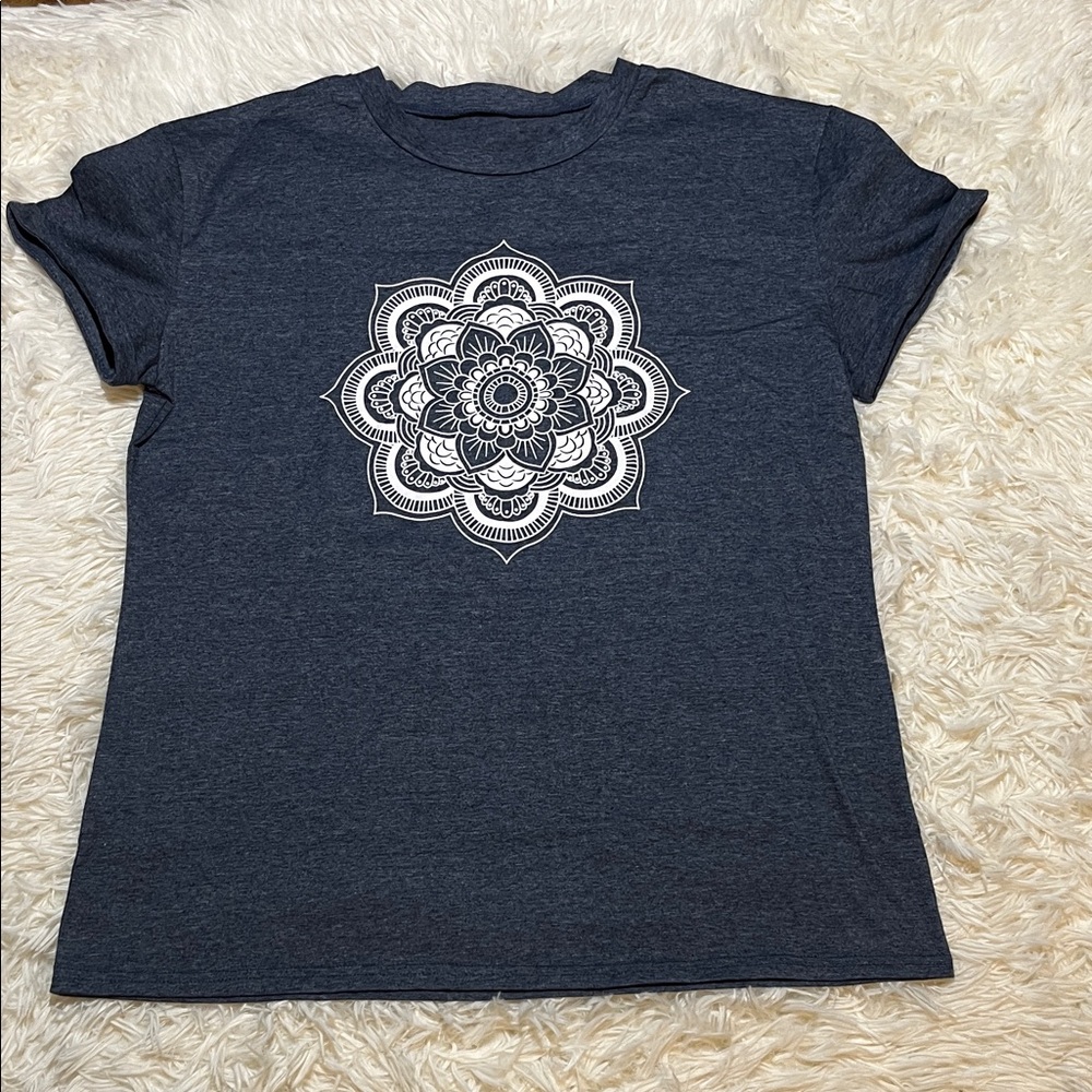 K63 Navy Blue Mandala Graphic Tee